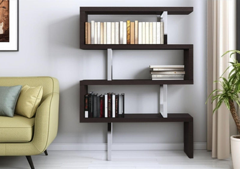 Three Tier Etagere Bookcase (555015) - Espresso / Silver