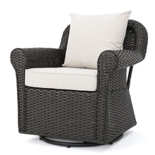 Load image into Gallery viewer, Amaya - Outdoor Swivel Rocker Chair With Water Resistant Cushions - Brown / Beige
