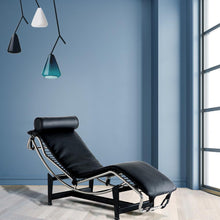 Load image into Gallery viewer, Leather Adjustable Lounge Chair With Pillow - Black / Silver
