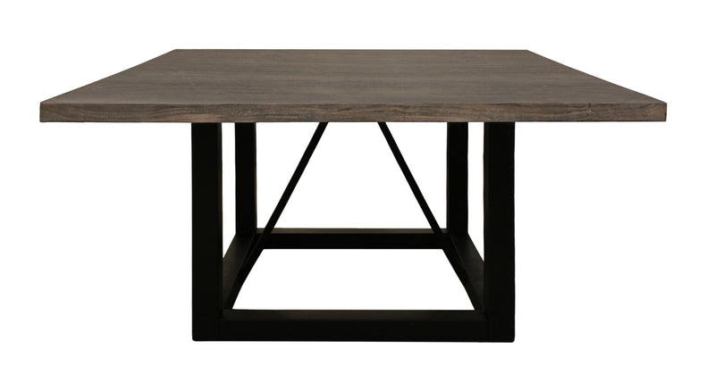 72" Solid Wood And Iron Frame Base Square Dining Table - Dark Brown
