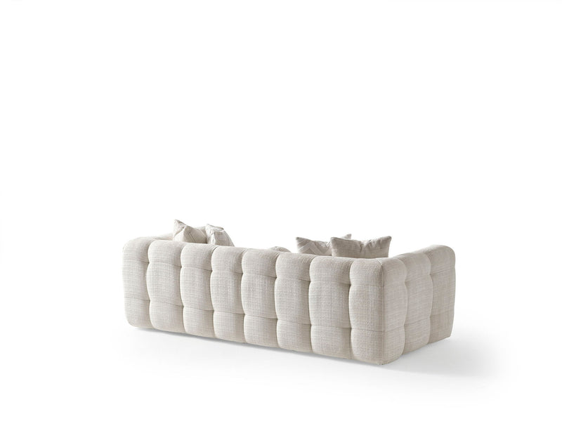 Chenille Sofa With Toss Pillows - Beige