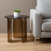 Load image into Gallery viewer, Glass Round End Table - Bronze
