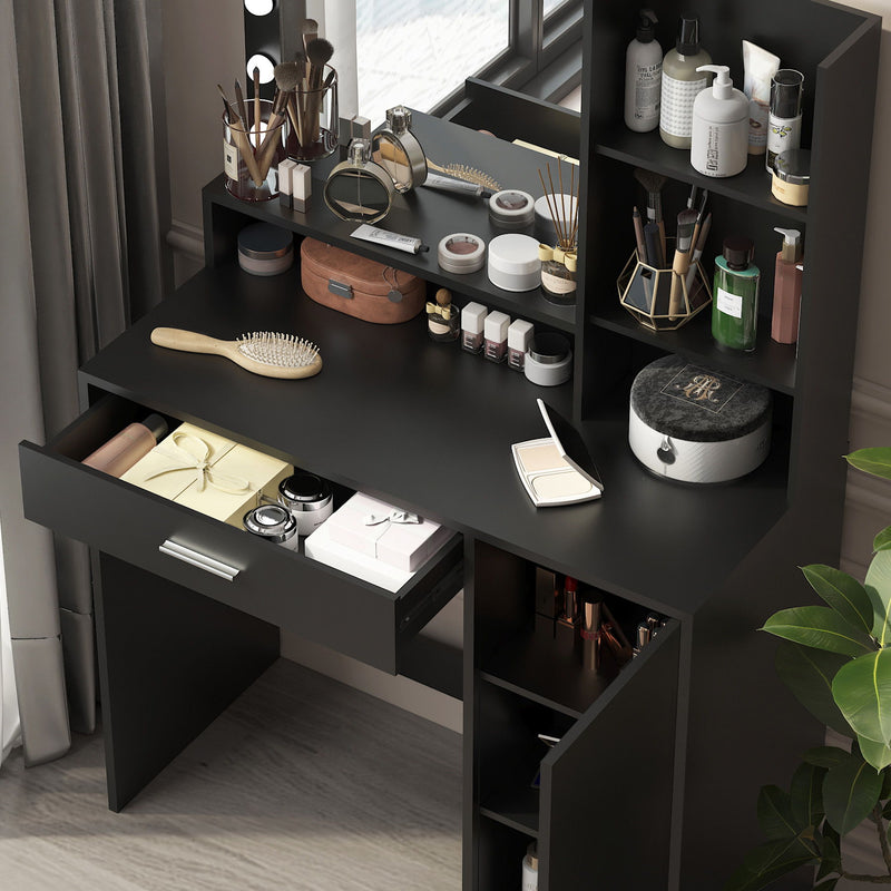 Wood Mirrored Vanity Table Lights - Black