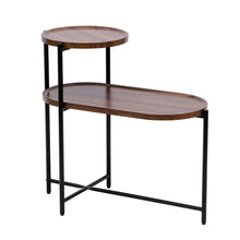 Load image into Gallery viewer, Round Coffee Table With Storage Tray 2 Tier Oval End Tables Wooden Small Side Table For Living Room
