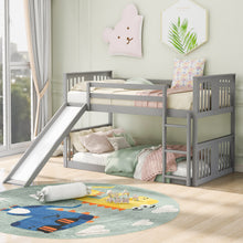 Load image into Gallery viewer, Twin Over Twin Bunk Bed with Slide and Ladder, Gray (Old SKU：LP000108AAE)
