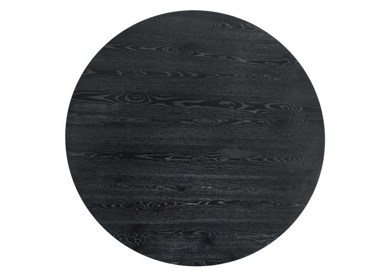 Wood Pedestal Base Round Top Dining Table - Black