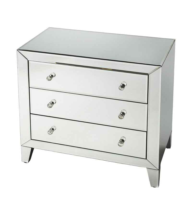 30" Glass Three Drawer Chest - Clear