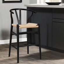 Load image into Gallery viewer, Solid Wood Counter Height Bar Chair - Natural And Black
