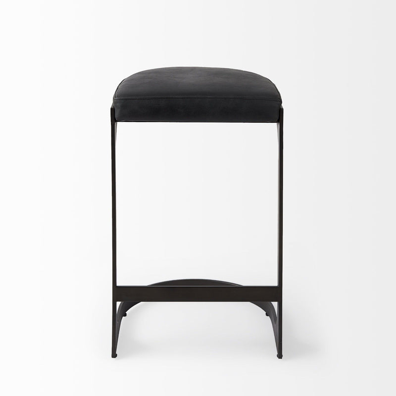 29" Iron Backless Bar Chair - Black
