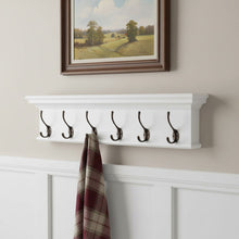 Load image into Gallery viewer, 39" Classic Wood Six Hook Hanging Coat Rack - White

