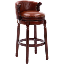 Load image into Gallery viewer, Cow Top Leather Wooden Bar Stools Box - Brown / Blue
