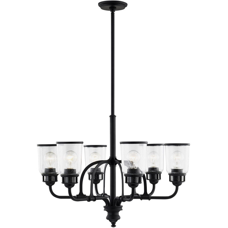 27'' Six Light Dimmable Chandelier With Shades - Black