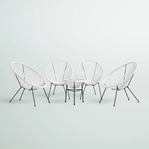 Outdoor Conversation Set With Ergonomic Lounge Chairs And Tempered Glass Table