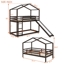 Load image into Gallery viewer, Twin Over Twin Bunk Bed with Roof, Slide and Ladder, Espresso
