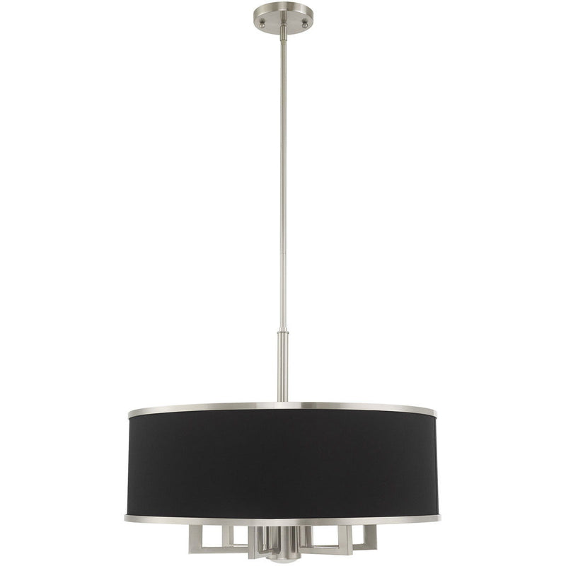 20'' Seven-Light Dimmable Chandelier With Shades - Nickel