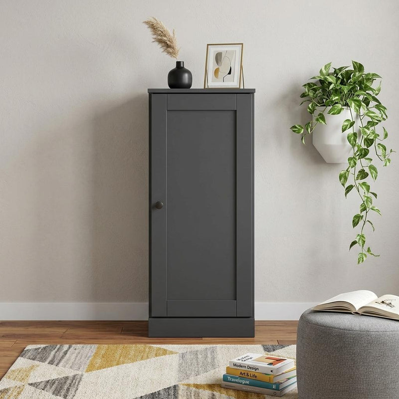 Solid Wood Adjustable Three Tier Library Bookcase With One Door (751320) - Gray