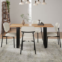 Load image into Gallery viewer, Mid Century 5 Piece Dining Set With Upholstered Dining Chairs And Metal Legs, Solid Wood Top Metal Base Dining Table - Beige / Black
