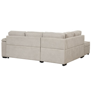 87.4" Sleeper Sofa Bed,2 in 1 Pull Out sofa bed L Shape Couch with Storage Ottoman for Living Room,Bedroom Couch and Small Apartment, Beige