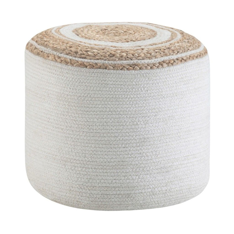 Round Pouf Ottoman - Off White