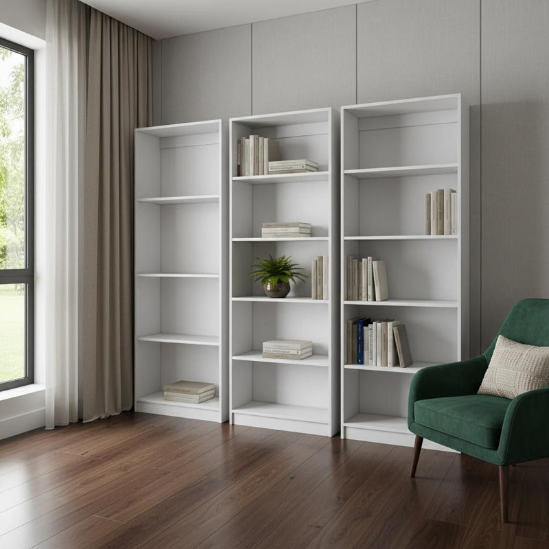 Fourteen Tier Modular Bookcase (Set of 3) (546631) - White