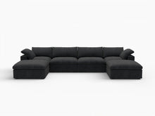Load image into Gallery viewer, 160" Two Piece Living Room Set Blend Modular Sofa With Ottoman Storage - Black
