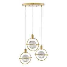 Load image into Gallery viewer, Geometric Three Light Metal Dimmable Chandelier With Clear Shades - Gold
