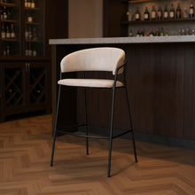 Load image into Gallery viewer, Fabric And Metal Bar Height Bar Chair - Cream / Black

