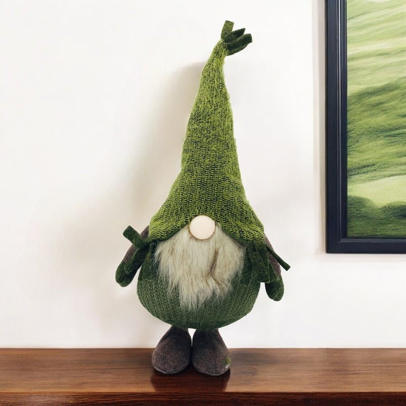Fabric Standing Gnome - Green / White