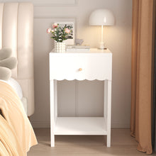 Load image into Gallery viewer, Nightstand With Drawer And Open Shelf, Scalloped Edge Bedside Table
