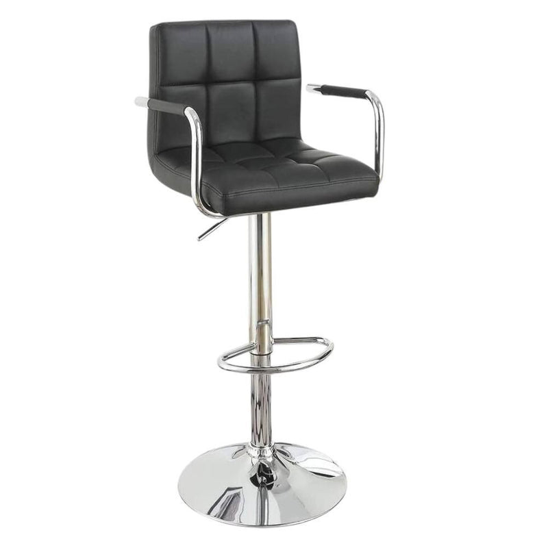 Faux Leather Swivel Bar Chairs (Set of 2) - Black / Silver