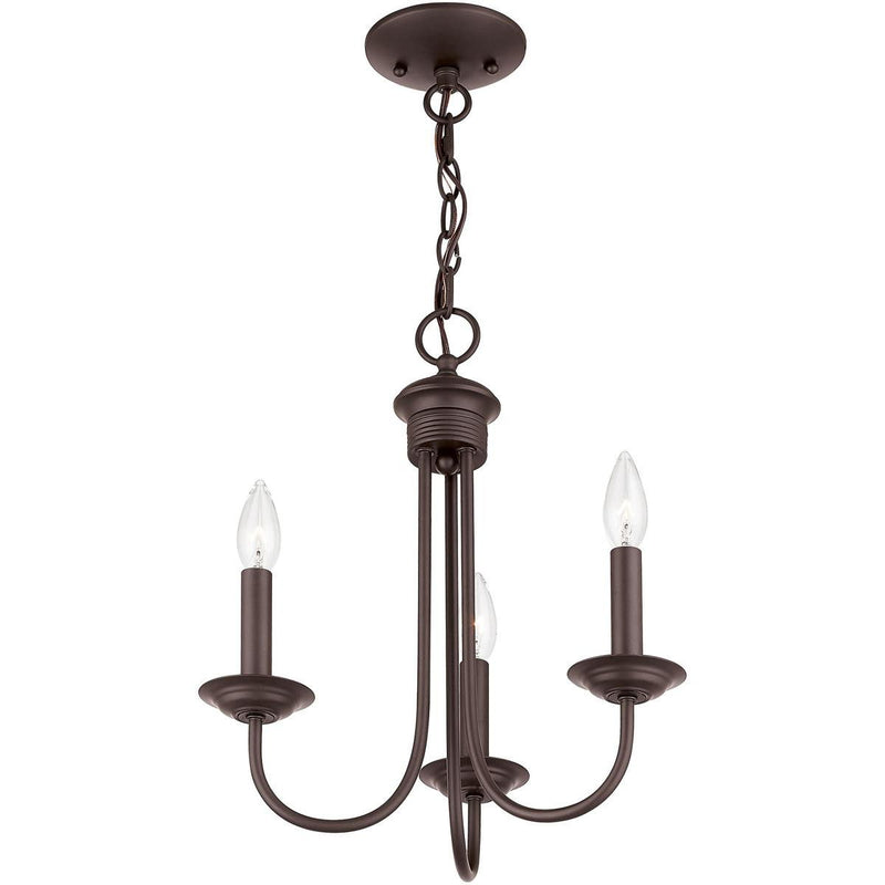 16" Three Light Dimmable Chandelier With Shades - Bronze