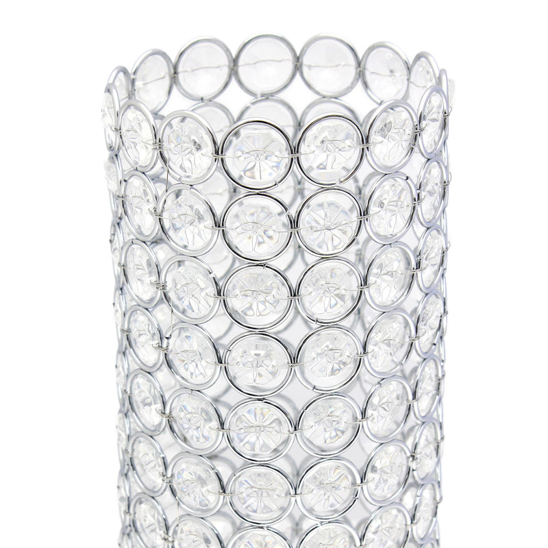 Crystal And Metal Cylinder Table Vase With Faux Crystals - Clear And Silver