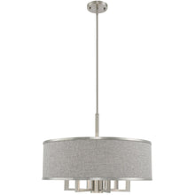 Load image into Gallery viewer, 20" Seven Light Dimmable Chandelier With Shades - Nickel / Pearl Silver
