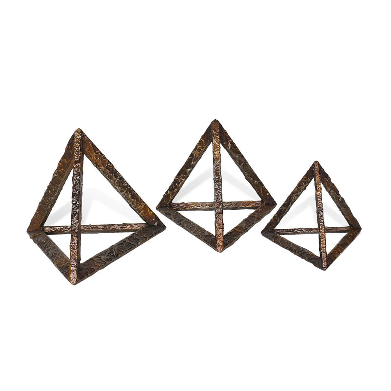 Pyramid Tabletop Sculptures (Set of 3) - Bronze