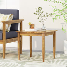 Load image into Gallery viewer, Outdoor Square Side Table With Slatted Top And Wood Frame - Teak
