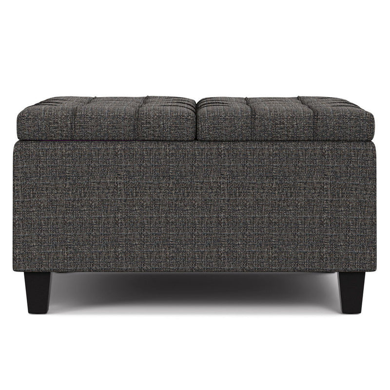 30" Ebony Fabric Cocktail Ottoman With Storage - Black