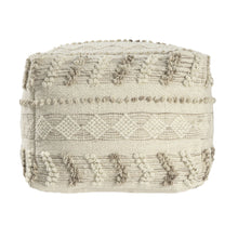 Load image into Gallery viewer, Cotton Wool Striped Pouf Ottoman - Ivory
