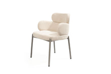 Load image into Gallery viewer, Gunmetal Boucle Steel Dining Arm Chair - Beige
