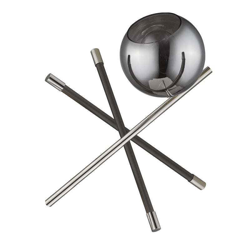 Metal Tripod Table Lamp With Nickel Globe Shade - Black