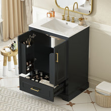 Load image into Gallery viewer, Bathroom Vanity With Sink, 1 Divided Drawer And 2 Soft Close Doors With Double Shelf
