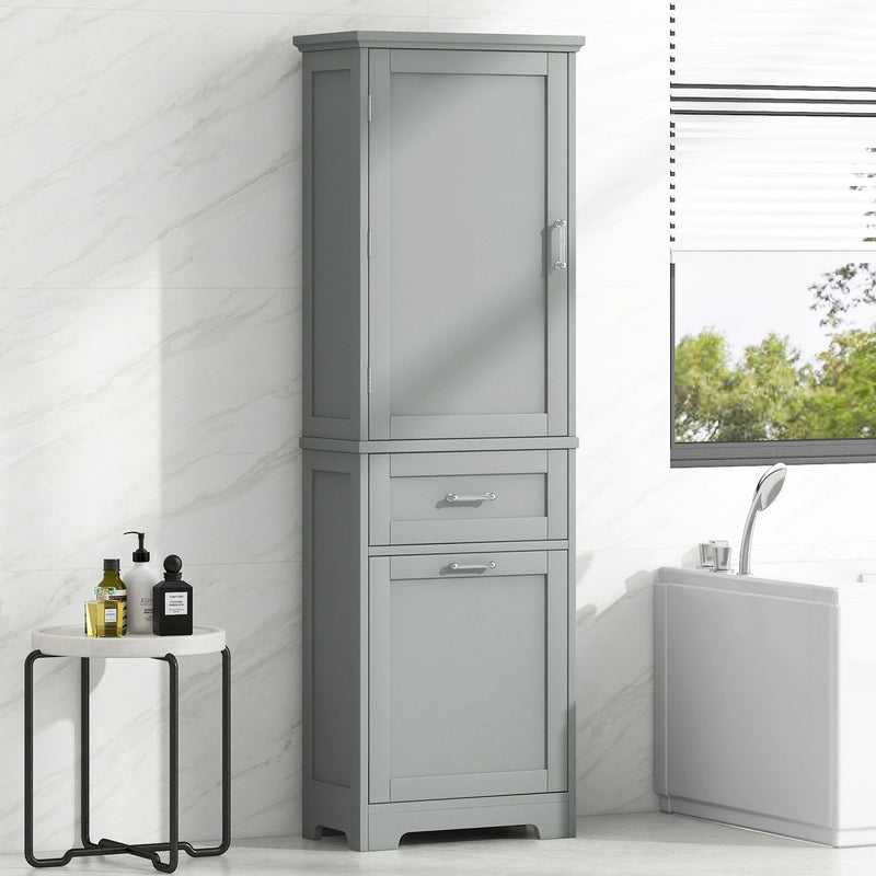 Tall Freestanding Bathroom Storage Cabinet With Adjustable Shelf And 2 Drawers