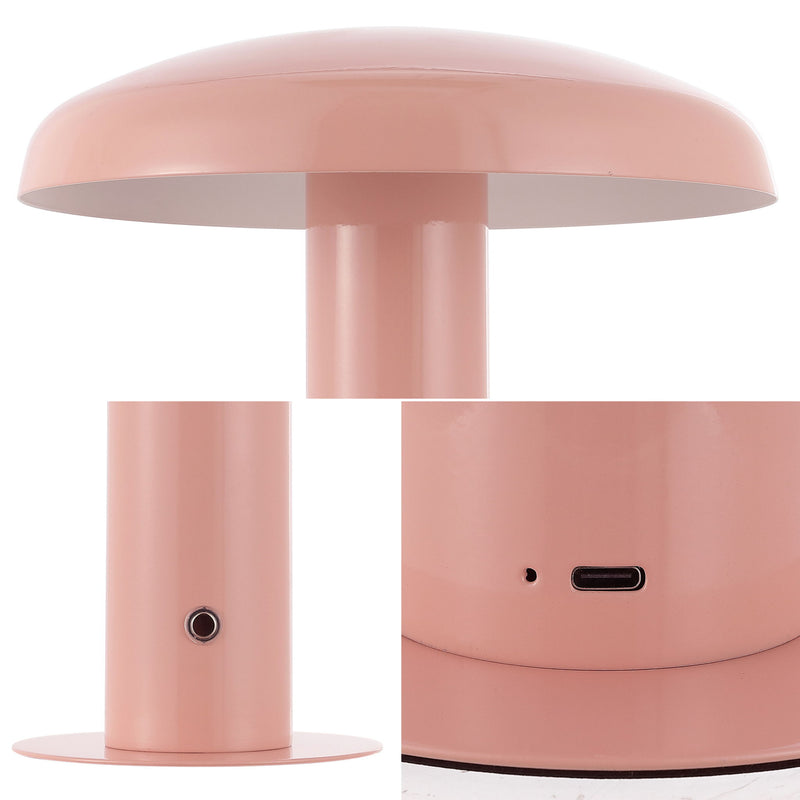 Round USB Table Lamp With Globe Shade - Pink