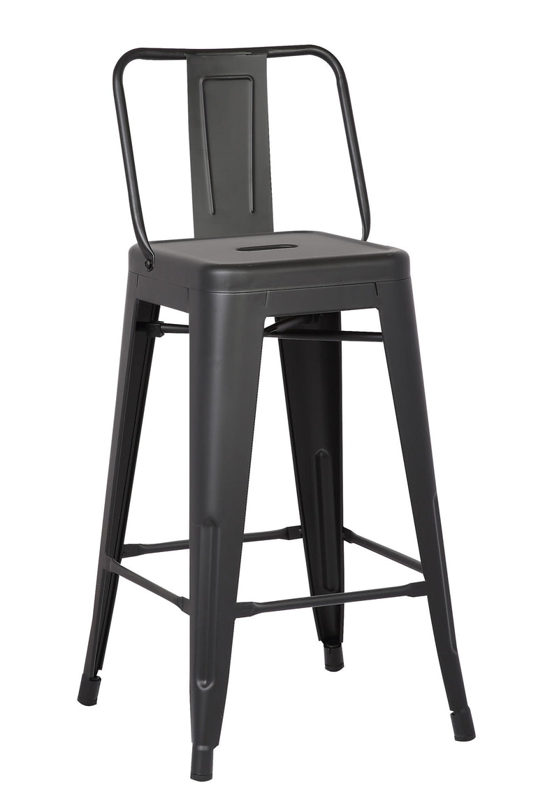 Iron Low Back Bar Height Bar Chairs (Set of 2) - Black