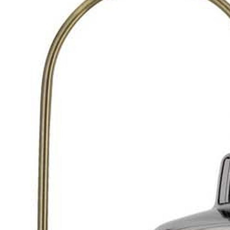 Adjustable Arc Floor Lamp With Antiqued Brass Mirrored Glass Novelty Shade - Brass