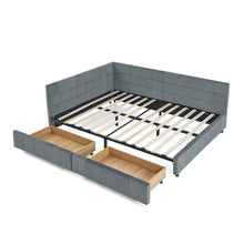 Load image into Gallery viewer, Mid-Century Storage Upholstered Tufted Bed Frame With Backrest And Armrests
