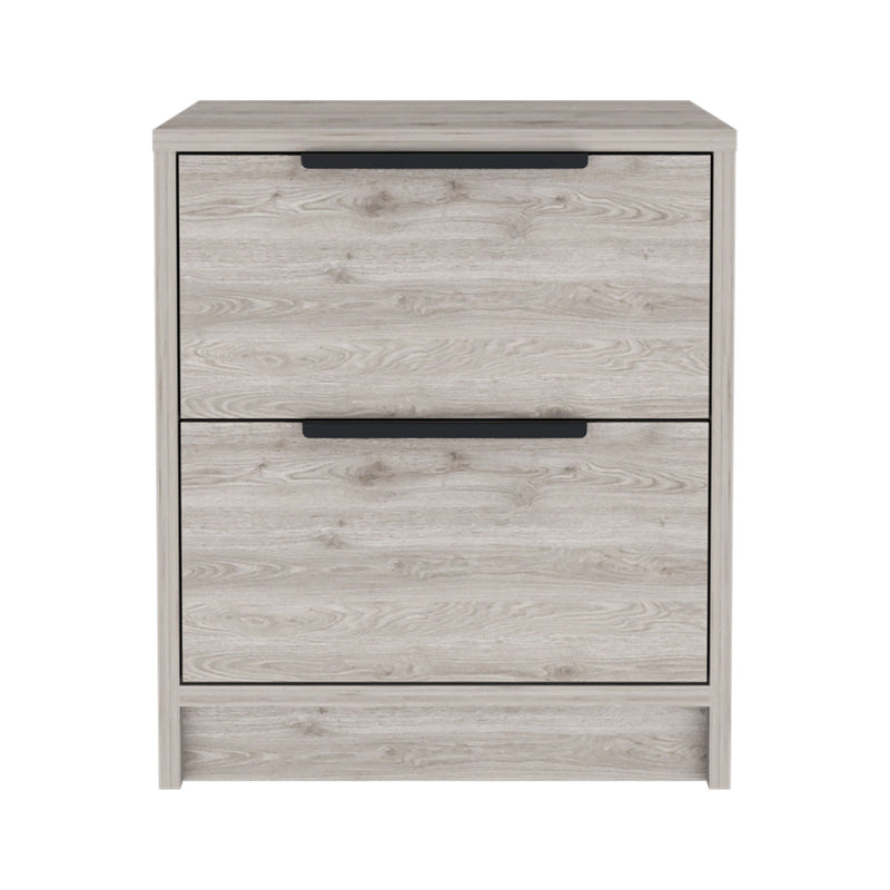 16.1" x 14.2" x 18.8" Two Drawer Faux Wood Nightstand - Gray