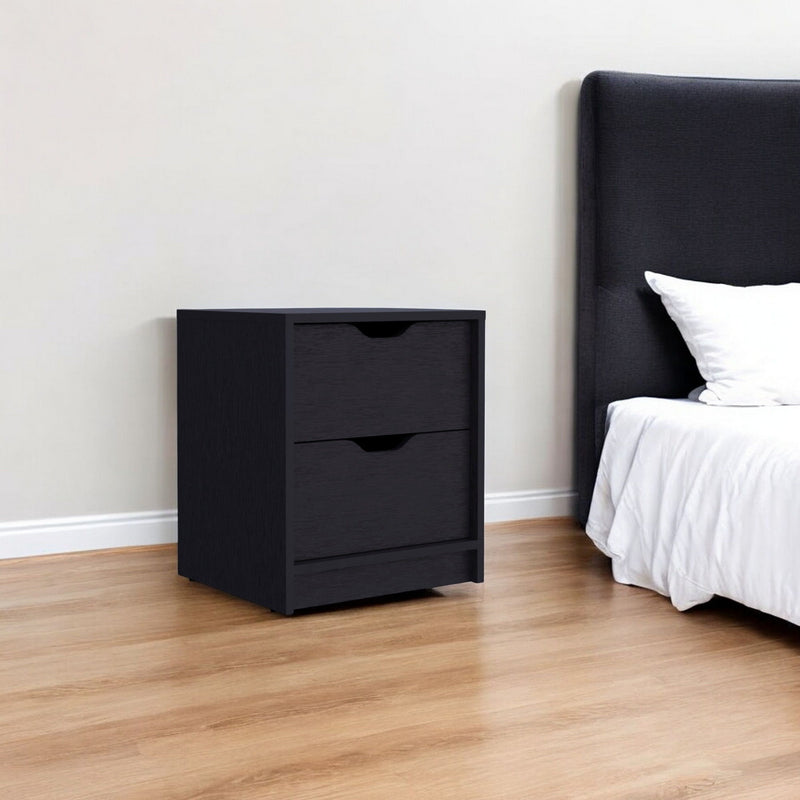 19" Two Drawer Nightstand With Integrated Tech - Black