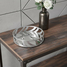 Load image into Gallery viewer, 14" Round Metal Geometric Vanity Tray - Silver
