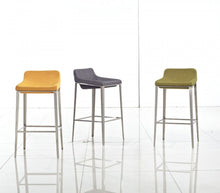Load image into Gallery viewer, Stainless Steel Low Back Bar Height Bar Chair - Yellow And Gray

