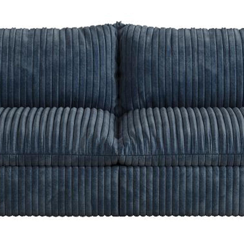 Corduroy Modular Sofa With Toss Pillows - Blue